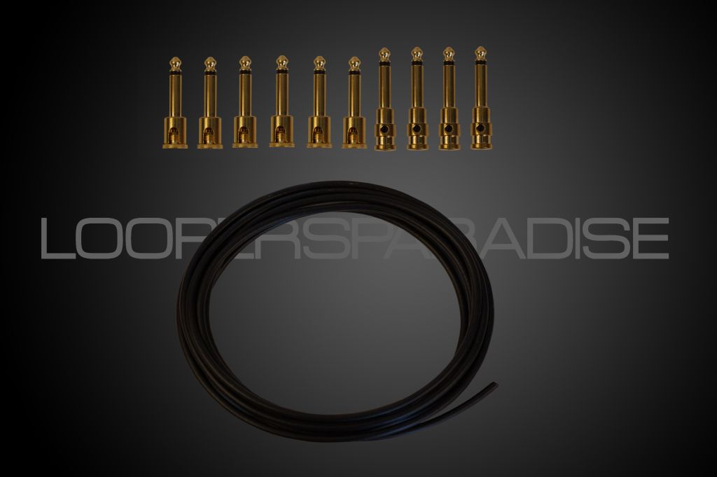 George L´s Cable Kit, 6 Angled + 4 Straight Brass Plugs, 3m Cable 0.155, Black