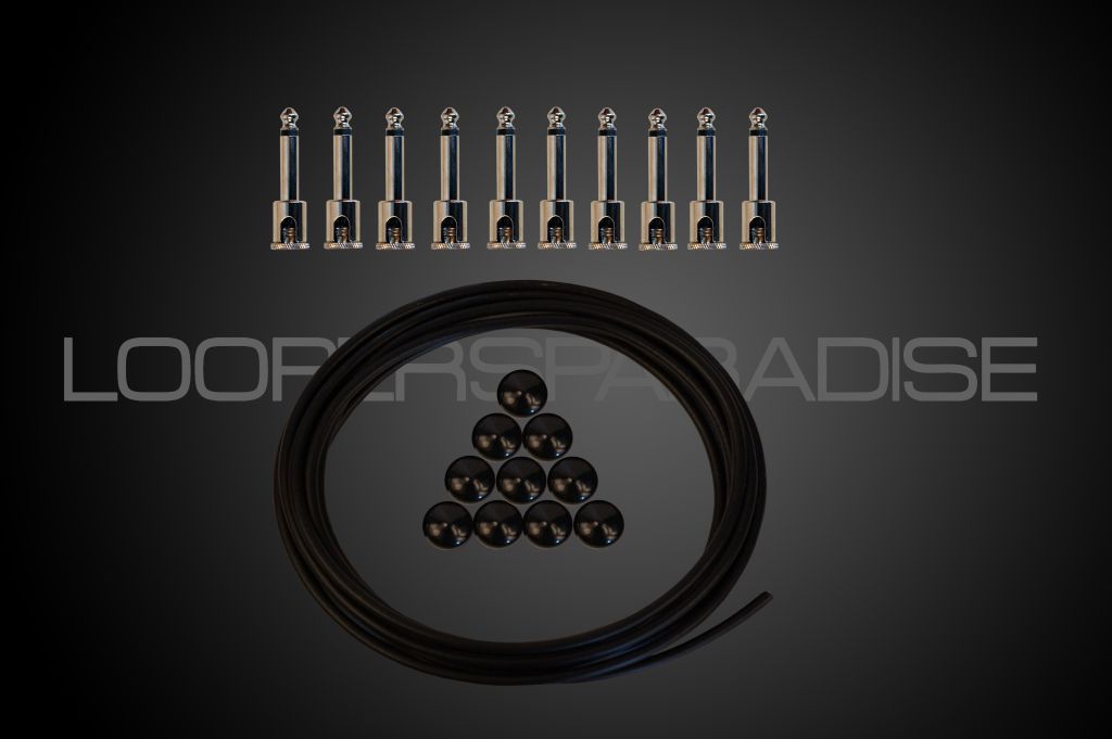 George L´s Kit, 10 Angled Nickel Plugs, 10 x Stress Relief, 3m Cable 0.155, Black 